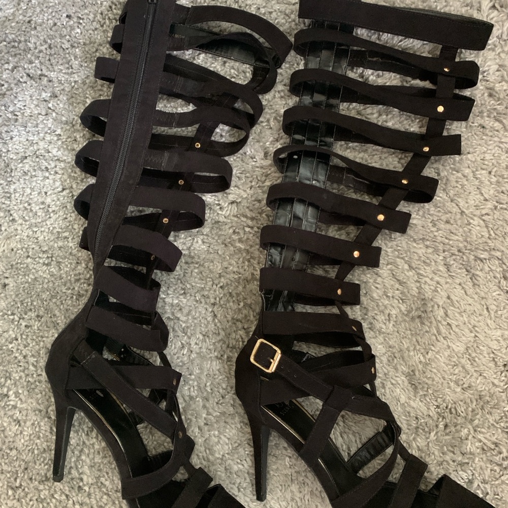 Black Strappy Gladiator Heels